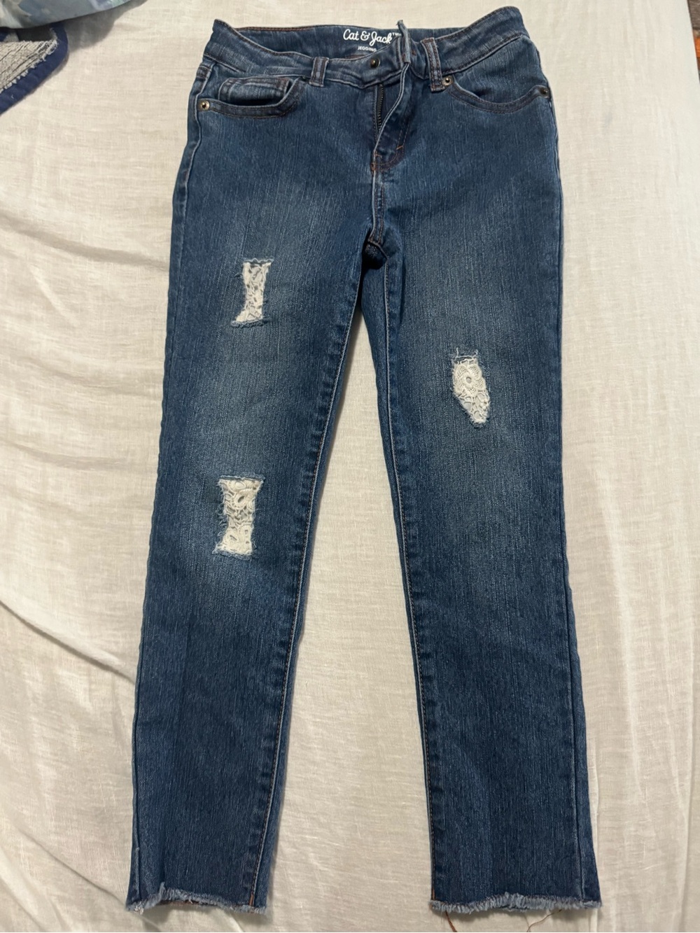 Cat & Jack Dark Blue Straight Leg Distressed Jeans